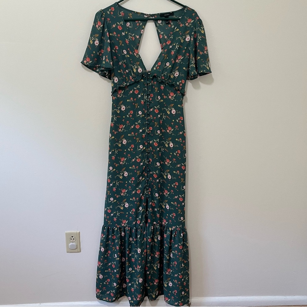 Forever 21 Green Floral Maxi Dress